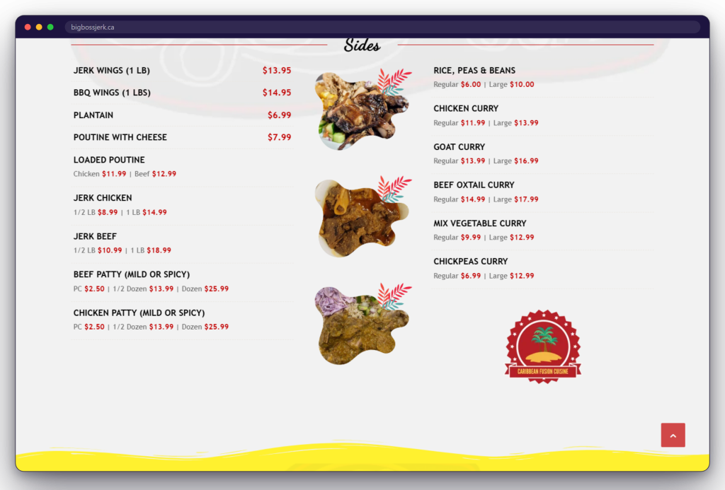 A page from the Big Boss Jerk website: bigbossjerk.ca