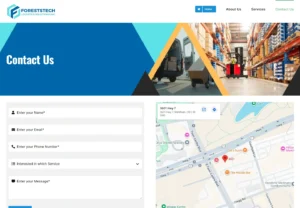 Foreststech contact form with service selection and location map