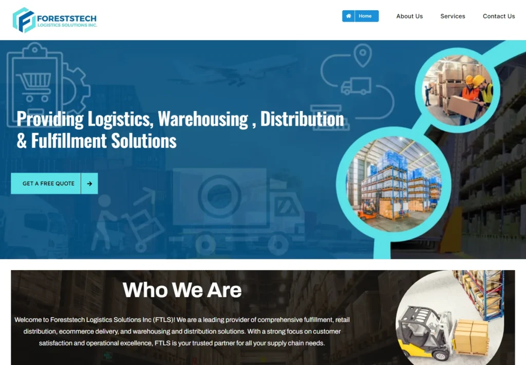 Foreststech Logistics & Distribution website displayed on desktop