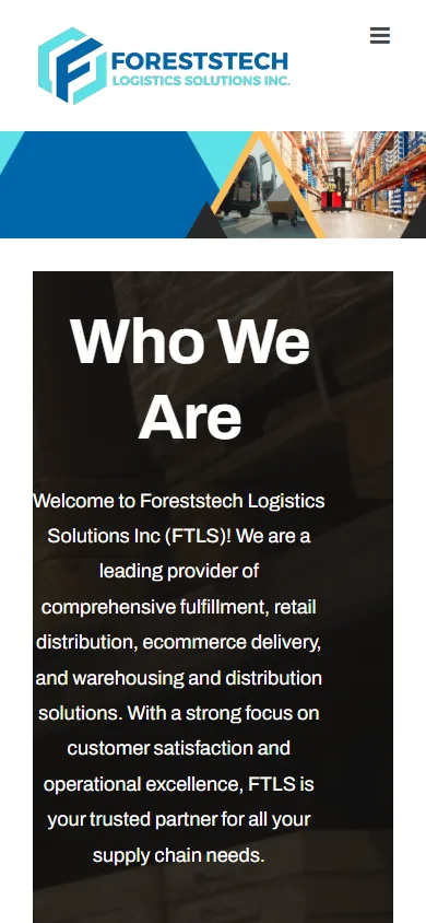 Foreststech Logistics & Distribution website displayed on mobile