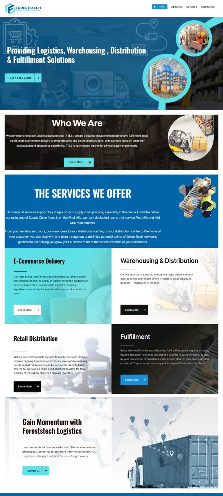 A scrolling preview of the Foreststech Logistics & Distribution website