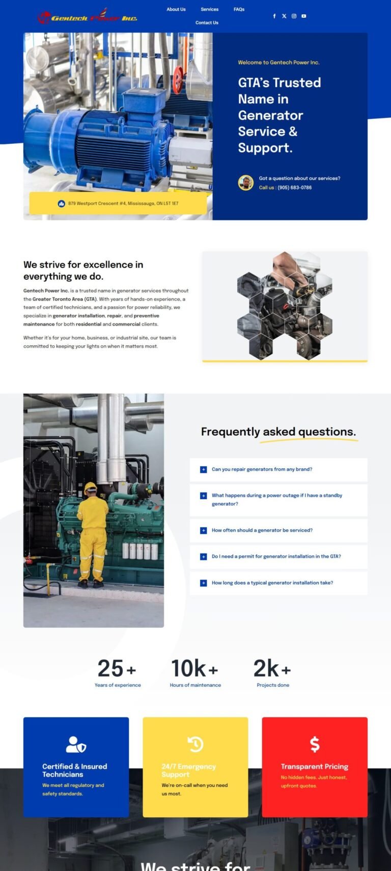 A scrolling preview of the Gentech Power Inc. website