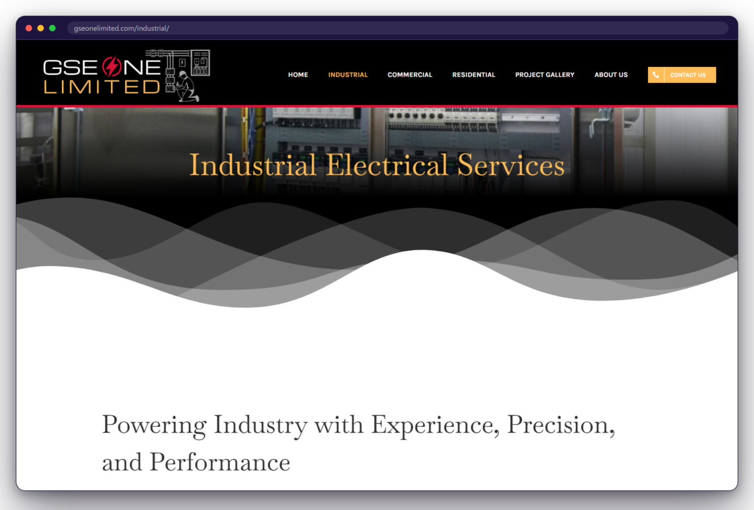 A page from the GSE One Electrical website: gseonelimited.com/industrial/