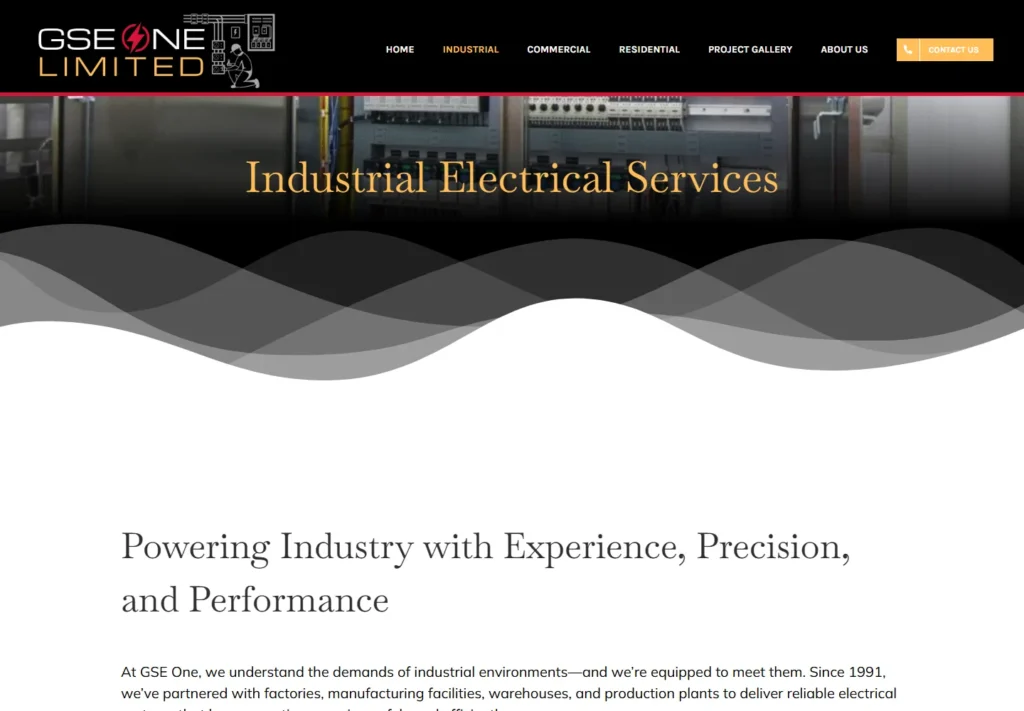 GSE One industrial electrical services page