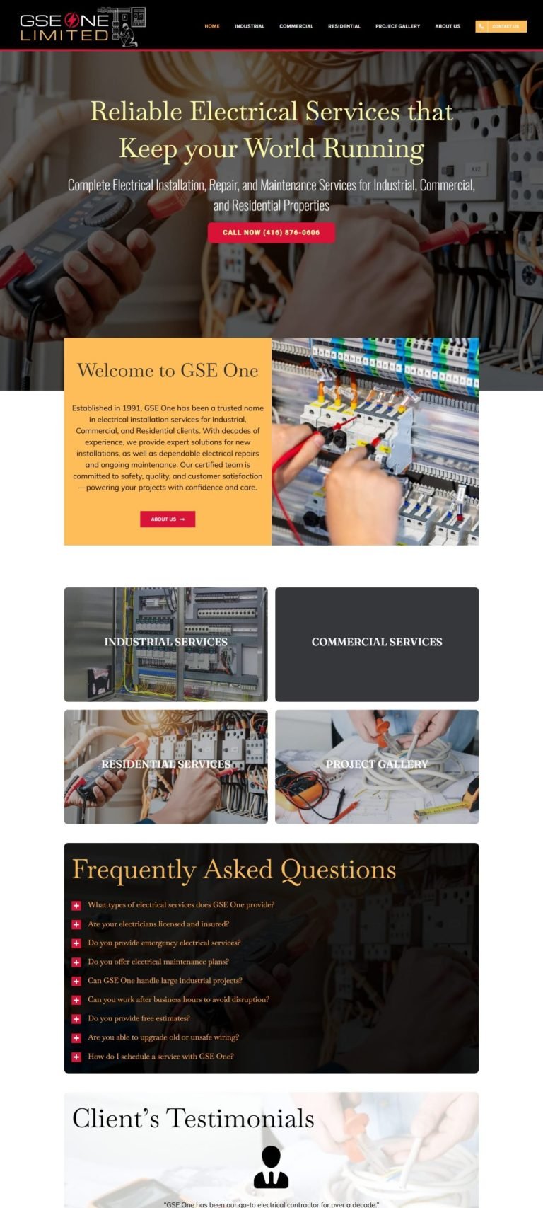 A scrolling preview of the GSE One Limited website