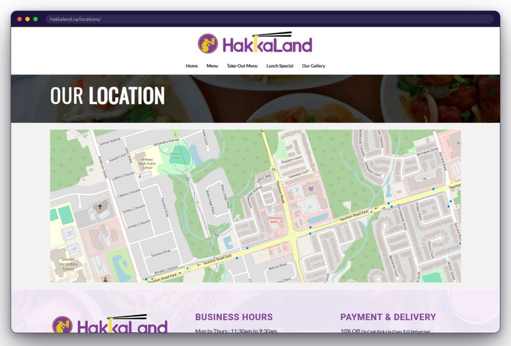 A page from the Hakka Land website: hakkaland.ca/locations/