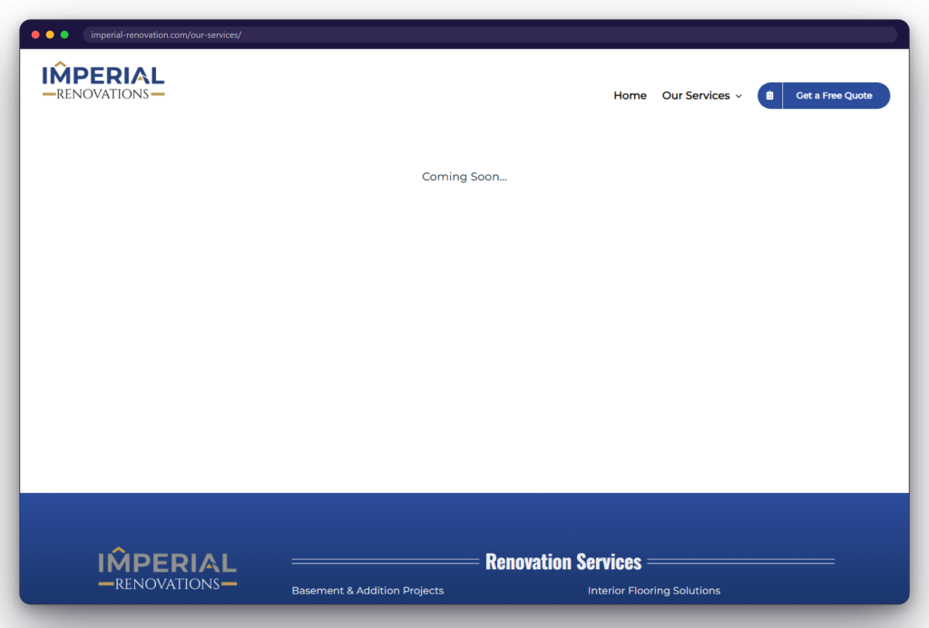 A page from the Imperial Renovations website: imperial-renovation.com/our-services/