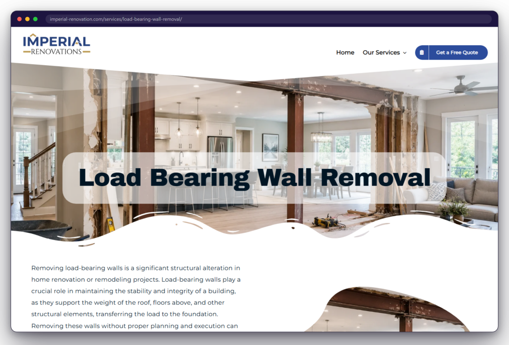 A page from the Imperial Renovations website: imperial-renovation.com/services/load-bearing-wall-removal/