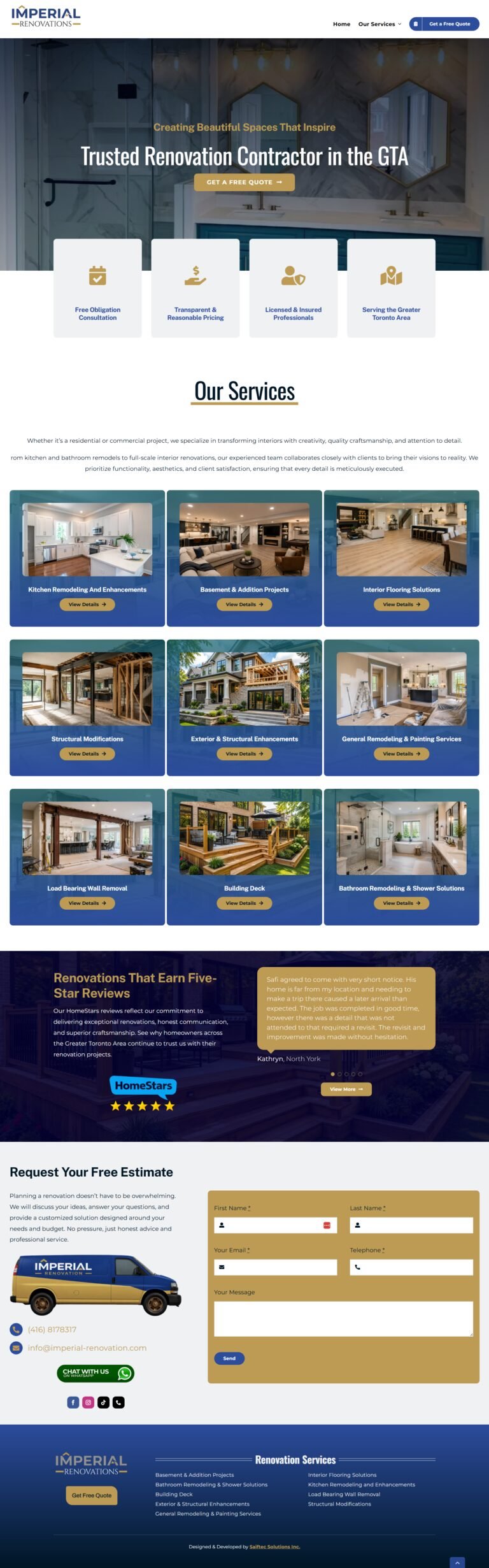 A scrolling preview of the Imperial Renovations website