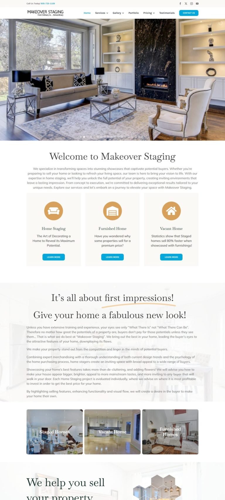A scrolling preview of the Makeover Staging website