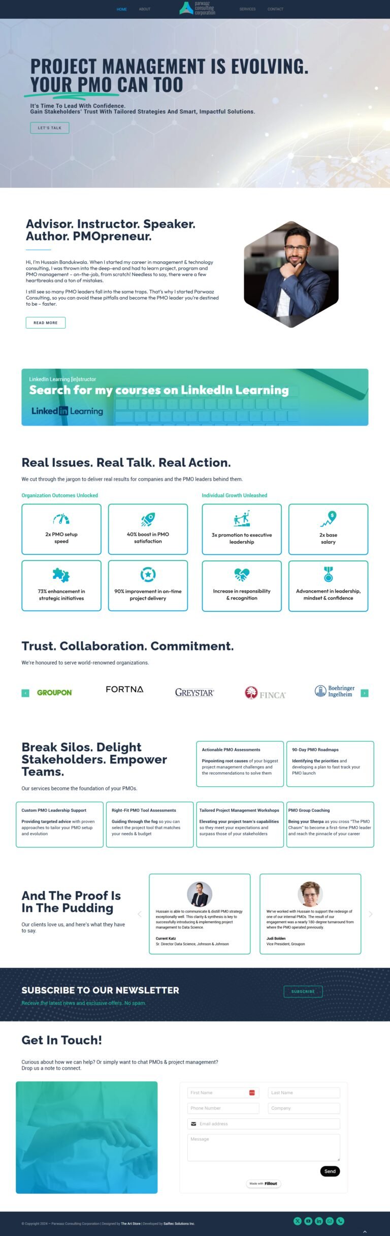 A scrolling preview of the Parwaaz Consulting Corporation website