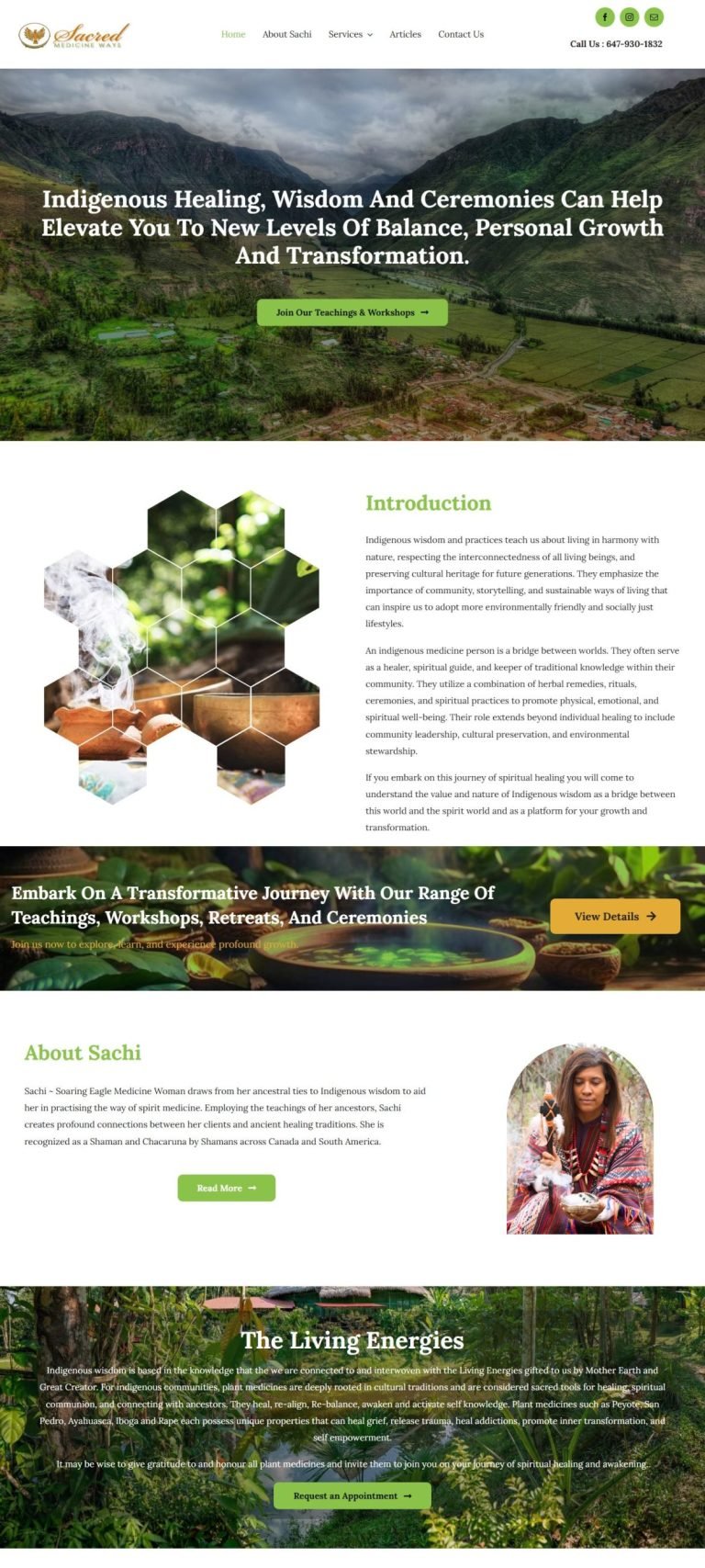 A scrolling preview of the Sacred Medicine Ways website