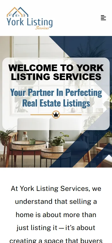 York Listing Services website displayed on mobile