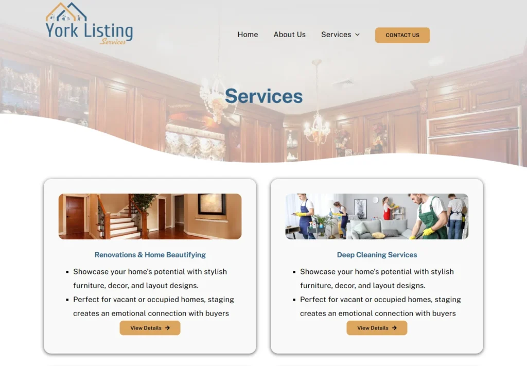 York Listing Services service hub showing property preparation services