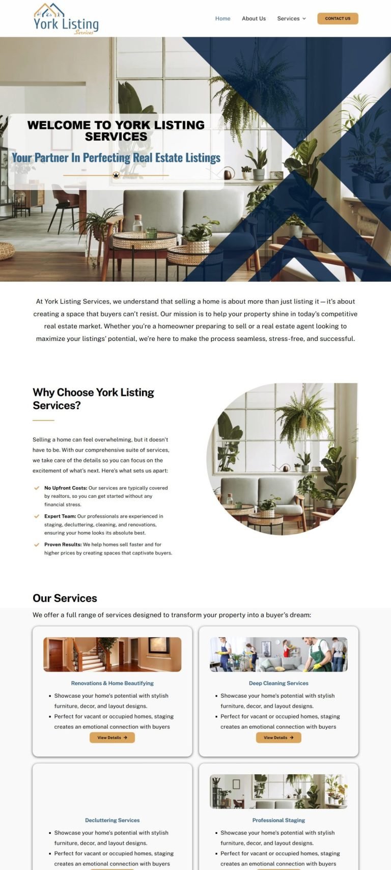 A scrolling preview of the York Listing Services website