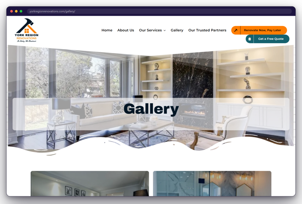 A page from the York Region Renovations website: yorkregionrenovations.com/gallery/