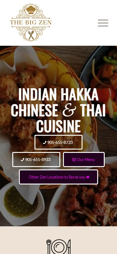 The Big Zen website displayed on mobile