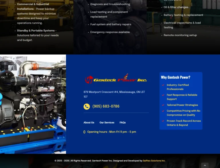 Gentech Power phone, location, opening hours, and service trust signals