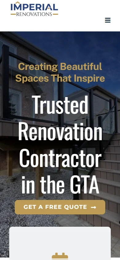 Imperial Renovations website displayed on mobile