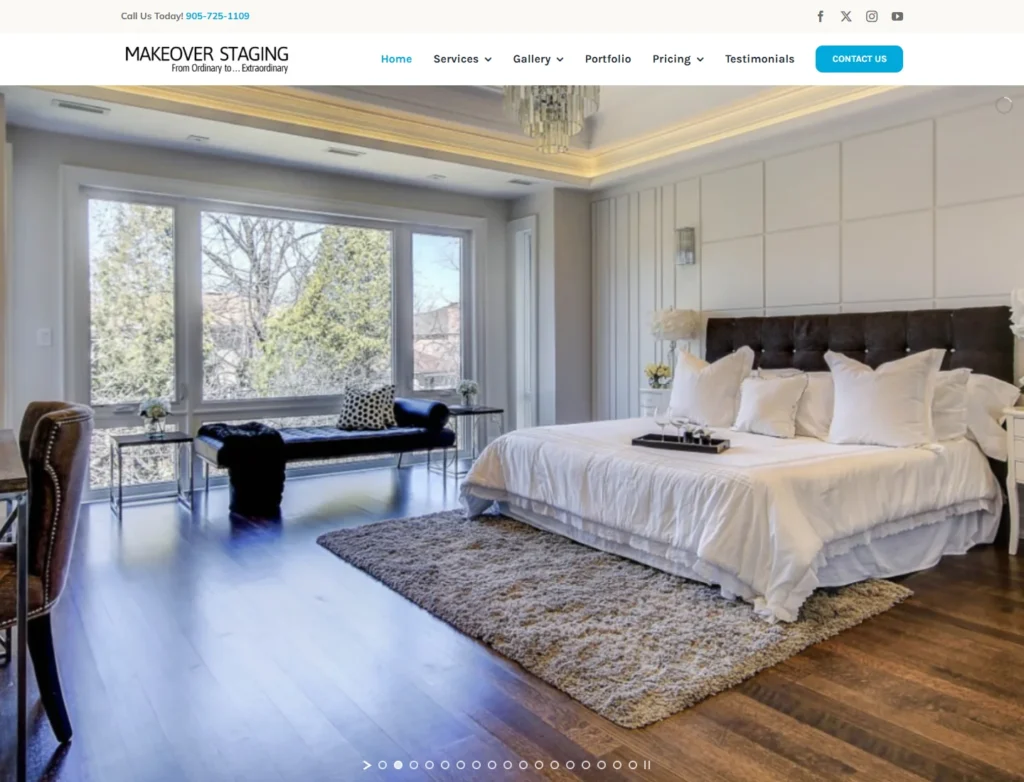 Makeover Staging website displayed on desktop