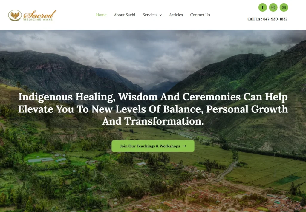 Sacred Medicine Ways website displayed on desktop