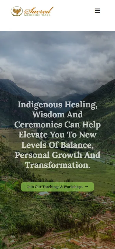 Sacred Medicine Ways website displayed on mobile