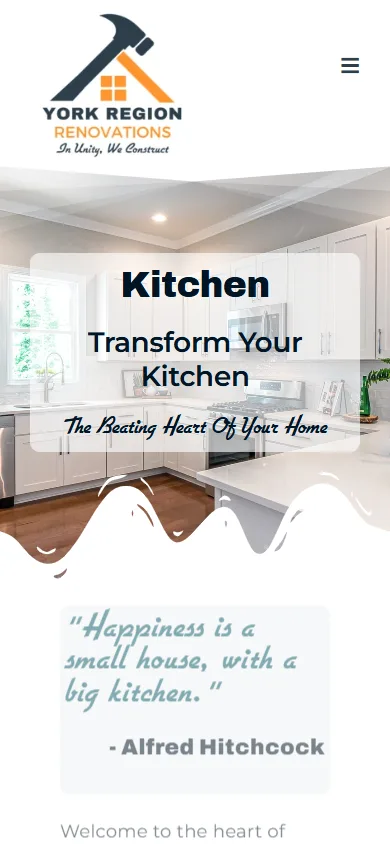 York Region Renovations website displayed on mobile